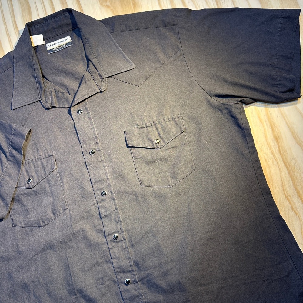 Karman Gold Collection Mens XL Navy Blue Pearl Snap Short Sleeve Western Shirt